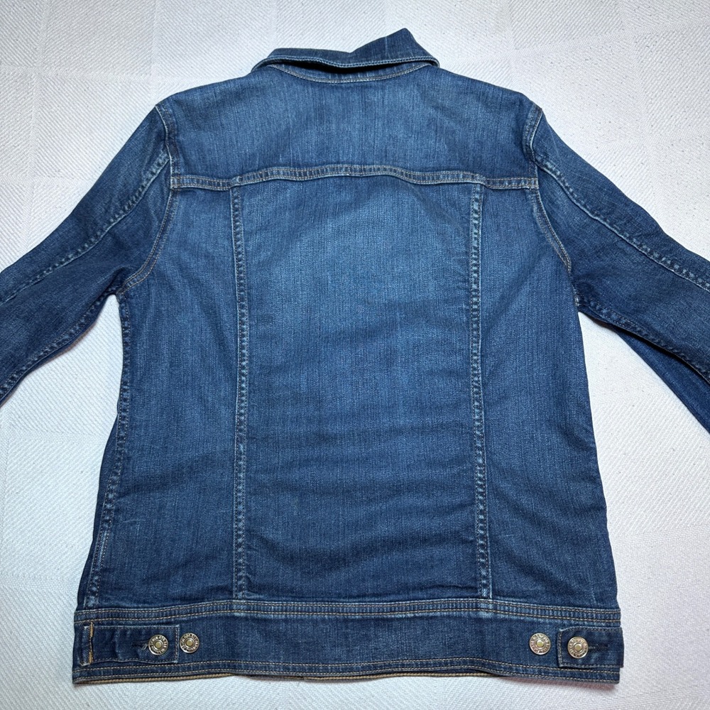 7 For All Mankind Classic Denim Jacket Womens Medium Trucker Stretch Dark Wash - Picture 7 of 14